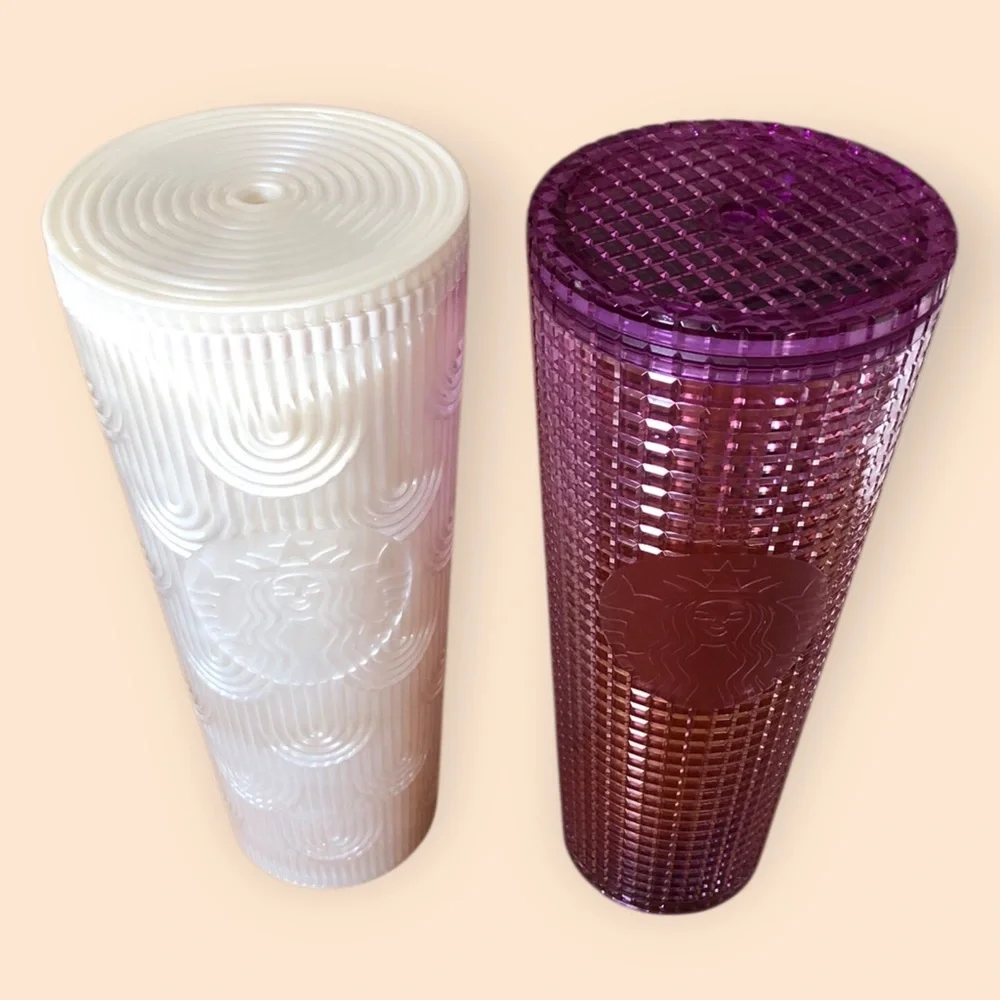 Starbucks 24oz Venti Tumbler Bundle (2) Summer Purple Kaleidoscope & White Pearl